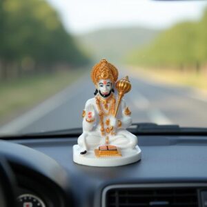 White Hanuman Idol with Book and Gada - Karigaari India Aesthetic Home Decor
