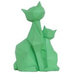Green Cat Pair Resin Statue - Modern Decor - Karigaari India Aesthetic Home Decor