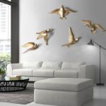 Metallic Finish Flying Birds Wall Decor - Modern Gold Art Set - Karigaari India Aesthetic Home Decor