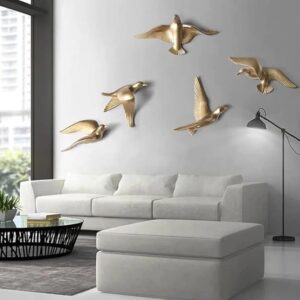Metallic Finish Flying Birds Wall Decor - Modern Gold Art Set - Karigaari India Aesthetic Home Decor