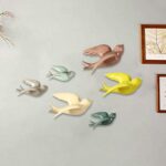 Karigaari India Handcrafted Poly-Resin Wall Hanging Set of 6 Multicolor Flying Birds - Karigaari India Aesthetic Home Decor