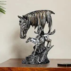 Metallic Horse Rider Figurine - Rustic Decor - Karigaari India Aesthetic Home Decor