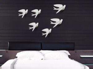Abstract Bird Wall Art - Modern White Flying Shapes - Karigaari India Aesthetic Home Decor