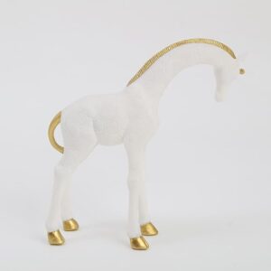 White & Gold Giraffe Calf Resin Figurines - Karigaari India Aesthetic Home Decor
