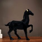 Black Geometric Resin Horse Table Decor - Karigaari India Aesthetic Home Decor