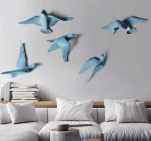 Modern Bird Wall Art Decals - Set of Five - Karigaari India Aesthetic Home Decor