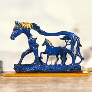 Majestic Blue Resin Horse Showpiece Decor - Karigaari India Aesthetic Home Decor