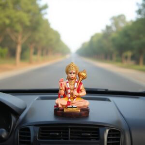 Karigaari India Hanuman Murti with Chalisa for Pooja Mandir (Gold) - Karigaari India Aesthetic Home Decor