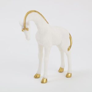 White & Gold Giraffe Calf Resin Figurines - Karigaari India Aesthetic Home Decor