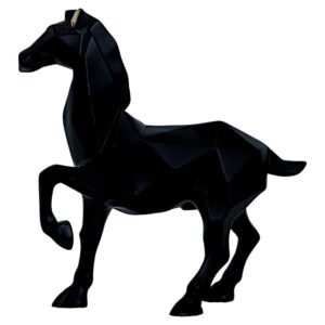 Black Geometric Resin Horse Table Decor - Karigaari India Aesthetic Home Decor