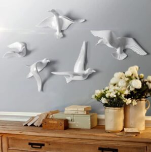 White Dove Wall Decor - Minimalist Flying Bird Set - Karigaari India Aesthetic Home Decor
