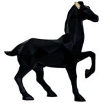 Black Geometric Resin Horse Table Decor - Karigaari India Aesthetic Home Decor
