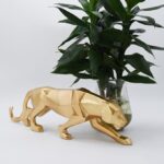 Modern Animal Figurine - Geometric Panther Art - Karigaari India Aesthetic Home Decor