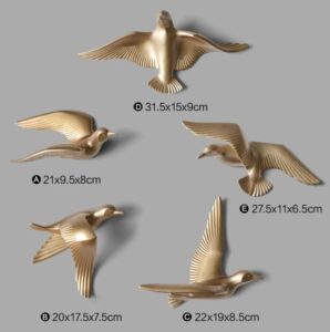 Gold Bird Wall Decor Set of 3 - Modern Home Accents - Karigaari India Aesthetic Home Decor
