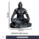Black Meditating Hanuman Idol for Dashboard - Karigaari India Aesthetic Home Decor