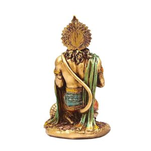 Golden Kneeling Hanuman Idol for Home - Karigaari India Aesthetic Home Decor