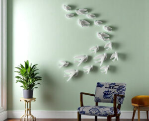 White Flying Birds Wall Decor Set - 17 Resin - Karigaari India Aesthetic Home Decor