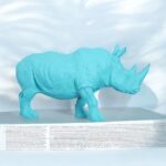 Blue Rhino Figurine Resin Decor - Modern Art - Karigaari India Aesthetic Home Decor