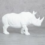 White Rhino Figurine Resin Decor - Elegant Style - Karigaari India Aesthetic Home Decor