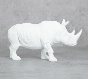 White Rhino Figurine Resin Decor - Elegant Style - Karigaari India Aesthetic Home Decor