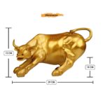 Gold Geometric Bull Statue Resin Made Gold Colour Showpiece - Karigaari India Aesthetic Home Decor