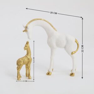 White & Gold Giraffe Calf Resin Figurines - Karigaari India Aesthetic Home Decor