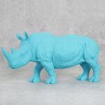 Blue Rhino Figurine Resin Decor - Modern Art - Karigaari India Aesthetic Home Decor