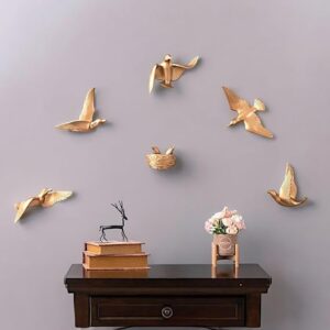 Gold Resin Birds Wall Hanging Decor Set - Karigaari India Aesthetic Home Decor