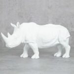 White Rhino Figurine Resin Decor - Elegant Style - Karigaari India Aesthetic Home Decor
