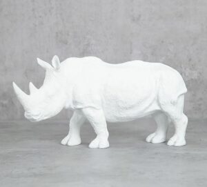 White Rhino Figurine Resin Decor - Elegant Style - Karigaari India Aesthetic Home Decor