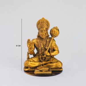 Golden Hanuman Idol with Gada Blessing - Karigaari India Aesthetic Home Decor