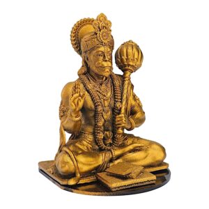 Golden Hanuman Idol with Gada Blessing - Karigaari India Aesthetic Home Decor