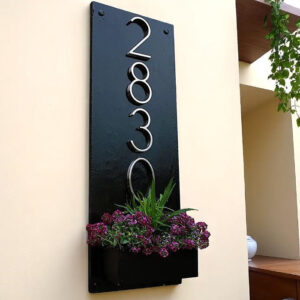 Sleek Wooden Black in Color Matte Finish Planter Number Plate - Karigaari India Aesthetic Home Decor