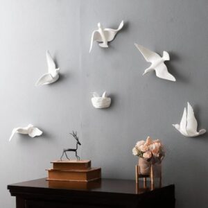 White Dove Wall Decor  - Minimalist Flying Bird Set - Karigaari India Aesthetic Home Decor