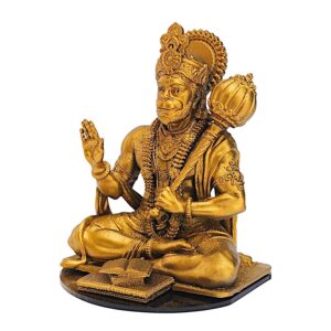 Golden Hanuman Idol with Gada Blessing - Karigaari India Aesthetic Home Decor