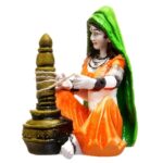 Handcrafted Rajasthani Lady with Chaas Polyesine Idol Showpiece for Home Decor - Karigaari India Aesthetic Home Decor