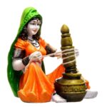Handcrafted Rajasthani Lady with Chaas Polyesine Idol Showpiece for Home Decor - Karigaari India Aesthetic Home Decor