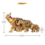 Karigaari Elephant Family Resin Statue - Gold - Karigaari India Aesthetic Home Decor