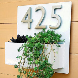 Number Plate with Planter in Black Matte Finish - Karigaari India Aesthetic Home Decor