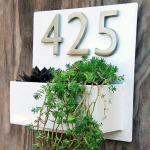 Number Plate with Planter in Black Matte Finish - Karigaari India Aesthetic Home Decor
