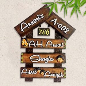 Wooden Family Name Plate for Home Decor I Customized Name Plate - Karigaari India Aesthetic Home Decor
