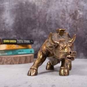 Antique Resin Finish Charging Bull Home Accent - Karigaari India Aesthetic Home Decor
