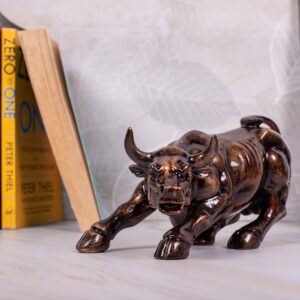 Resin Bull Figurine - Rustic Home Office Accent - Karigaari India Aesthetic Home Decor