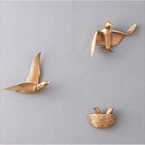 Gold Resin Birds Wall Hanging Decor Set - Karigaari India Aesthetic Home Decor