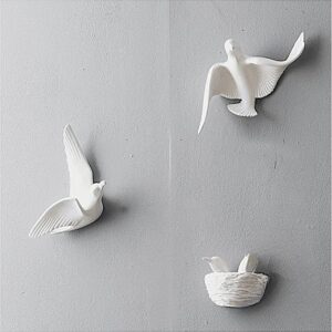 White Dove Wall Decor  - Minimalist Flying Bird Set - Karigaari India Aesthetic Home Decor