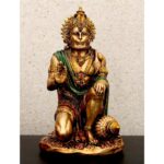 Golden Kneeling Hanuman Idol for Home - Karigaari India Aesthetic Home Decor