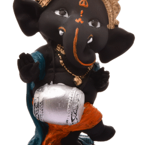 Black Resin Dholak Ganesha Idol Musical Ganpati Murti for Home Decor & Festive Gifting - Karigaari India Aesthetic Home Decor