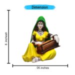 Enchanting Melody Figurine: Hand-Painted Resin Rajasthani Woman with Instrument - Karigaari India Aesthetic Home Decor