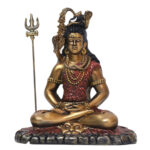 Mahadev Shiva Meditation Idol Antique Resin Shiv Murti with Trishul | Home Temple & Decor Statue - Karigaari India Aesthetic Home Decor