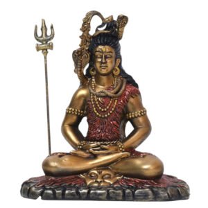 Mahadev Shiva Meditation Idol Antique Resin Shiv Murti with Trishul | Home Temple & Decor Statue - Karigaari India Aesthetic Home Decor